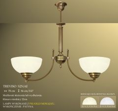 Lampa żyrandol 2 płom. odwrotny Treviso klosz alabaster Ø 19cm biały krem S2NA ICARO