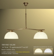Lampa żyrandol 2 płom. regulowana wysokość Treviso klosz alabaster Ø 25cm biały krem S2L25 ICARO