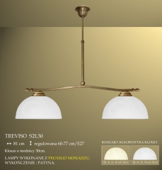 Lampa żyrandol 2 płom. regulowana wysokość Treviso klosz alabaster Ø 30cm biały krem S2L30 ICARO