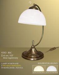 Lampa biurkowa reg. Vito klosz alabaster Ø 19cm biały krem B1C ICARO