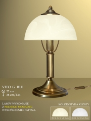 Lampa stołowa 1pł. Vito G klosz alabaster Ø 22cm biały krem B1E ICARO