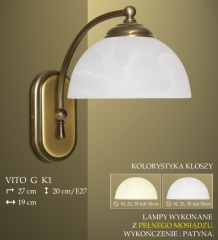 Lampa kinkiet 1 płomienny Vito G klosz alabaster Ø 19cm biały krem K1 ICARO