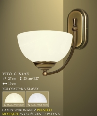Lampa kinkiet 1 płomienny odwrotny Vito G klosz alabaster Ø 19cm biały krem K1A ICARO