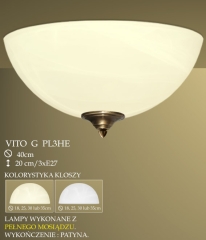 Lampa plafon 3 płomienny Vito G klosz alabaster Ø 40cm biały krem PL3HE ICARO