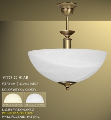 Lampa ampla 2 płomienna Vito G klosz alabaster Ø 35cm biały krem S1AB ICARO