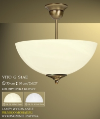 Lampa ampla 2 płomienna Vito G klosz alabaster Ø 35cm biały krem S1A ICARO