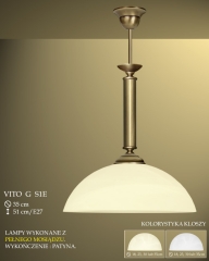 Lampa zwis pojedynczy duży Vito G klosz alabaster Ø 35cm biały krem S1 ICARO