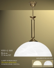 Lampa zwis pojedynczy duży Vito G klosz alabaster Ø40cm biały krem S1H ICARO