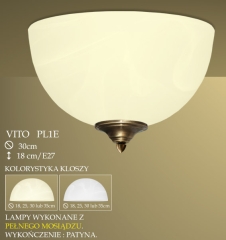Lampa plafon 1 płomienny Vito klosz alabaster Ø 30cm biały krem PL1 ICARO