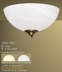 Lampa plafon 2 płomienny Vito klosz alabaster Ø 35cm biały krem PL2 ICARO
