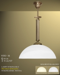 Lampa zwis pojedynczy duży Vito klosz alabaster Ø 35cm biały krem S1 ICARO