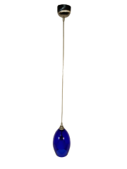 Lampa wisząca 1 płomienna nikiel satyna klosz niebieski G9