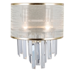 Torreia Lampa kinkiet z abażurem kryształowa 2 płom. patyna ITALUX WL-45660-2