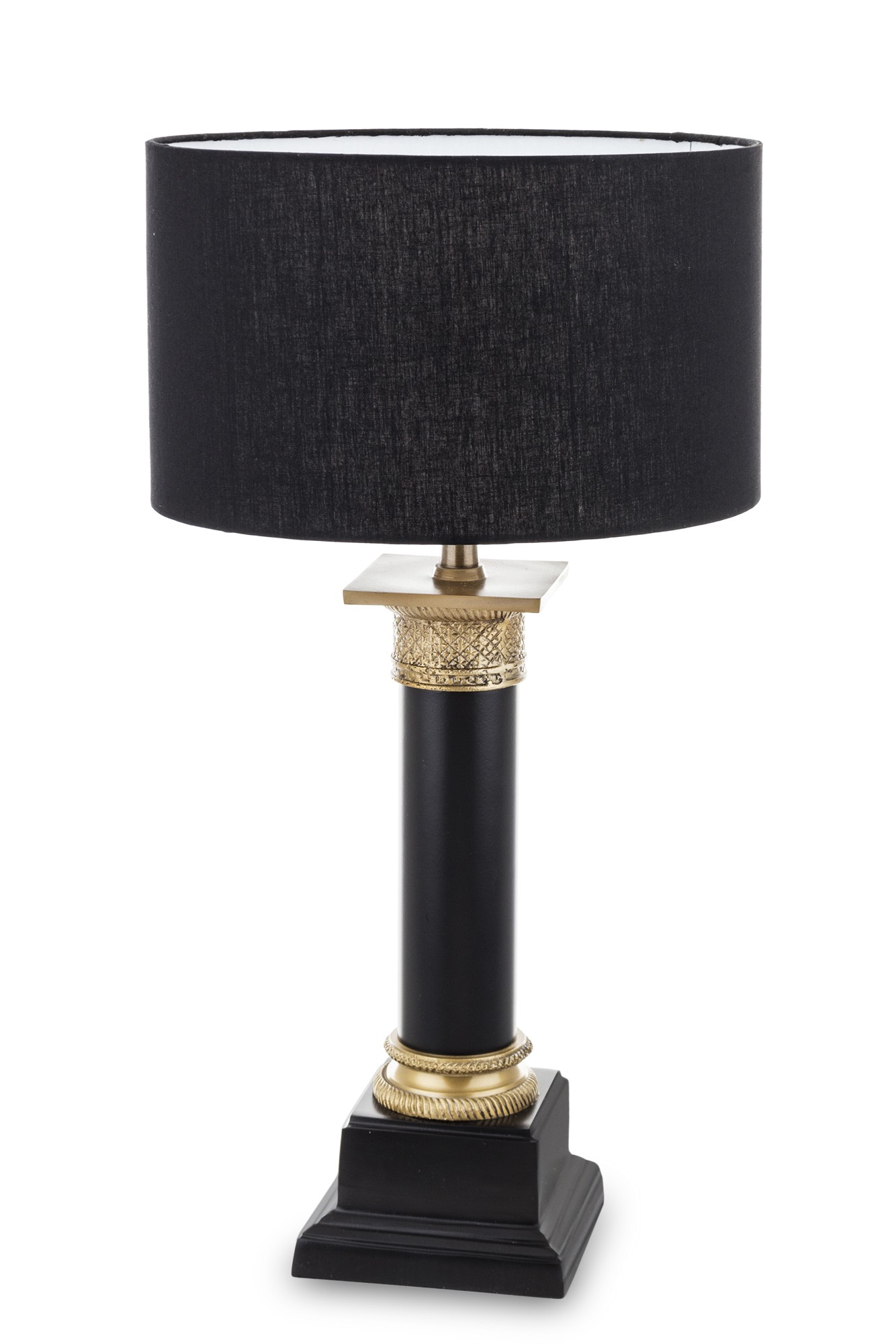 Lampa czarna ze złotymi akcentami i czarnym abażurem 145758 Art-Pol