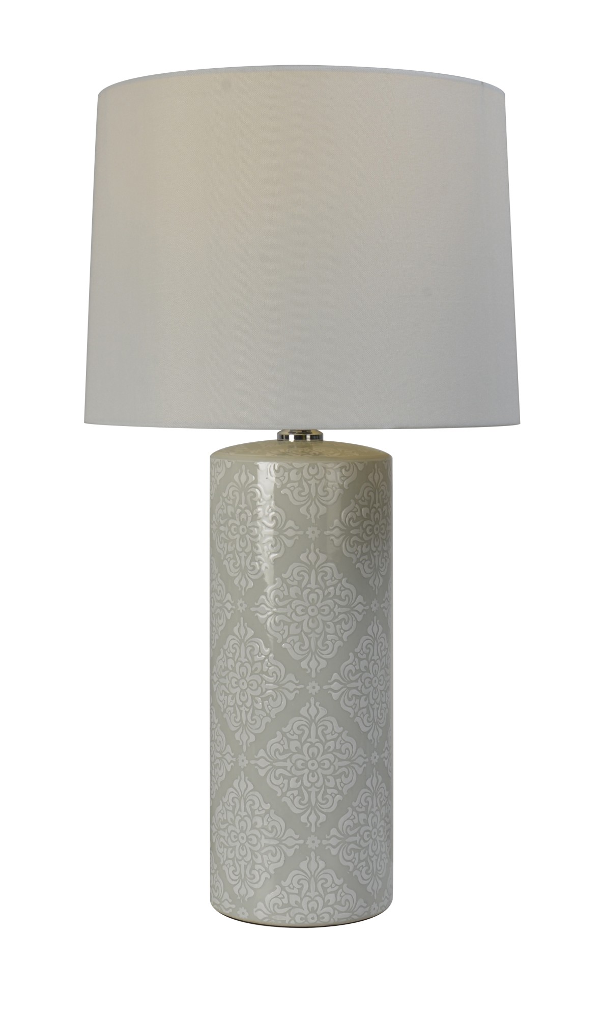 Lampa z białym abażurem szary ceramika 138207 Art-Pol