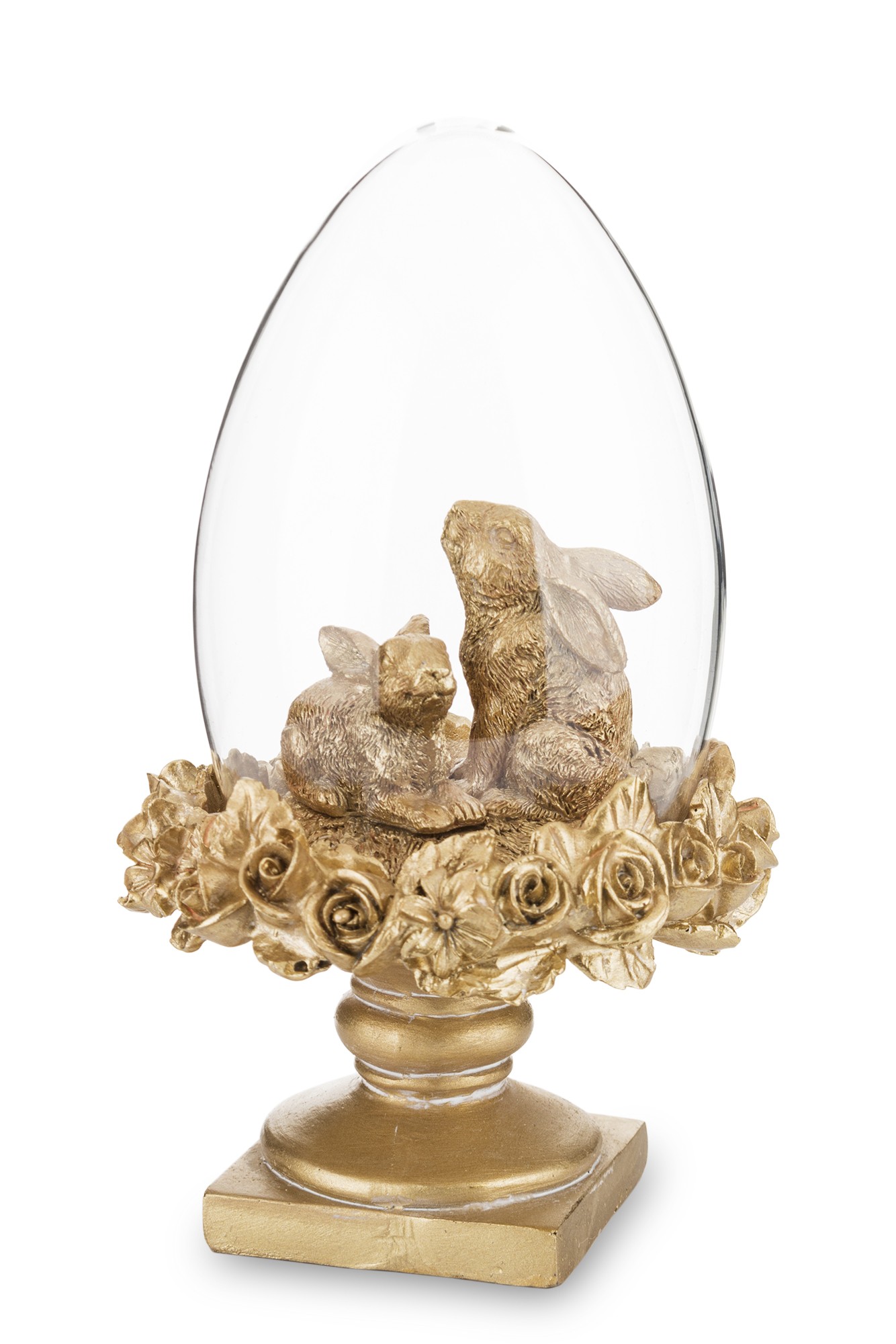 Figurka Króliki pod szklaną kopułą złoty 143994 Art-Pol