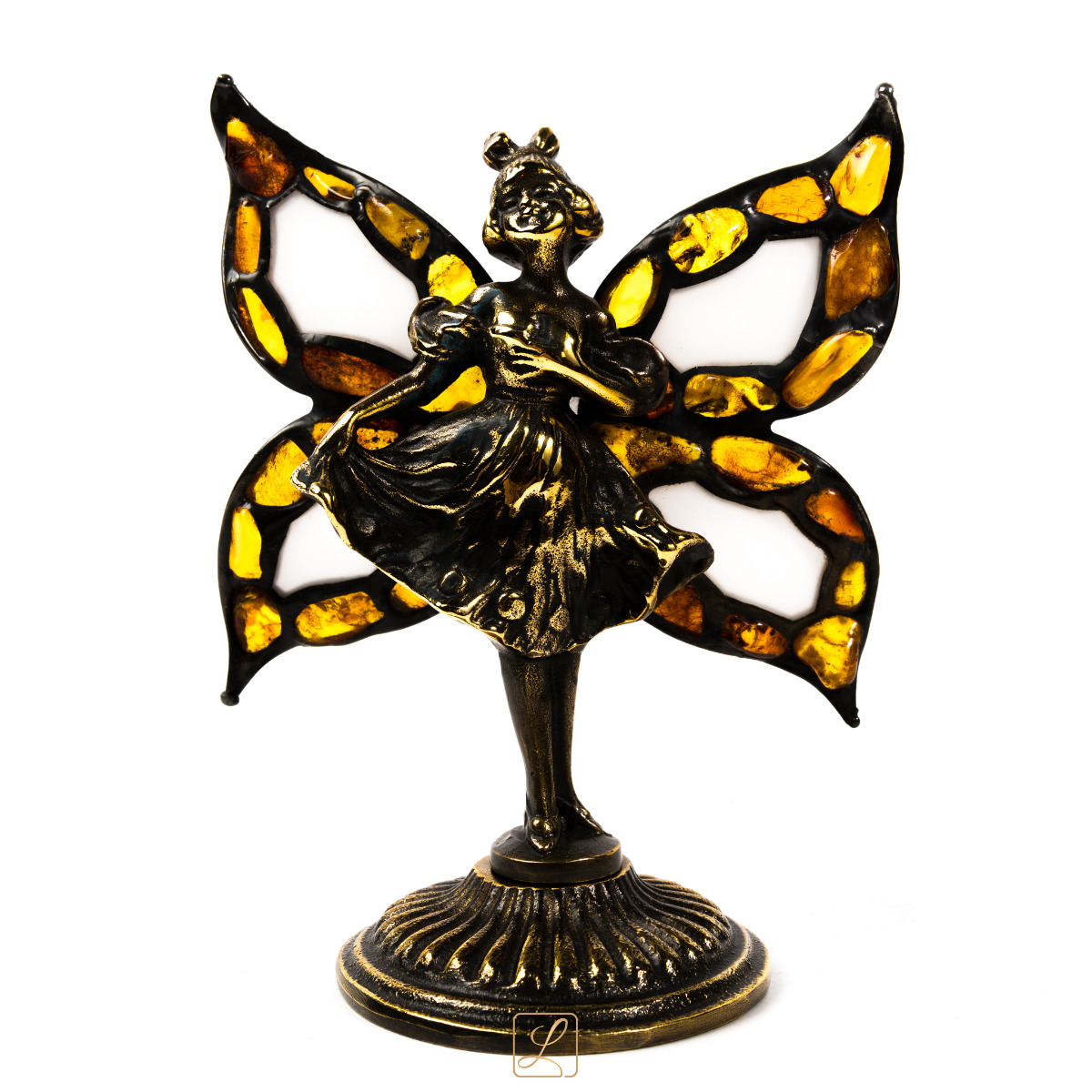 Maiden figurine MOTYL amber, cast brass. A beautiful, tasteful gift