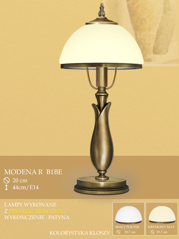 Lampa stołowa Modena R klosz opal Ø 20cm biały krem RB1B RB1BE ICARO