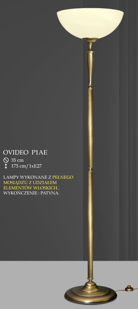 Lampa podłogowa 1 płom. Oviedo klosz alabaster Ø 35cm biały krem P1A ICARO