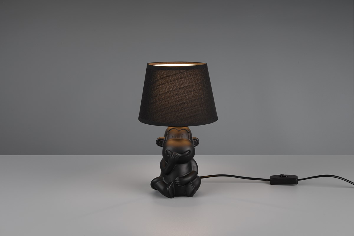 CHITA Lampa stołowa ceramiczna z abażurem E14 H27,5cm czarna RL R50891002