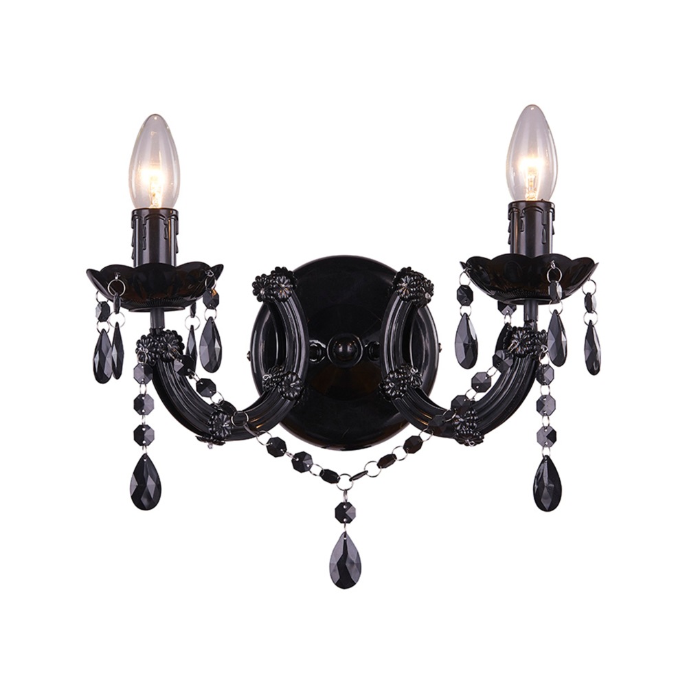 Magnolia Lamp, crystal-like 2 flame sconce black Zuma Line RLB94016-2B