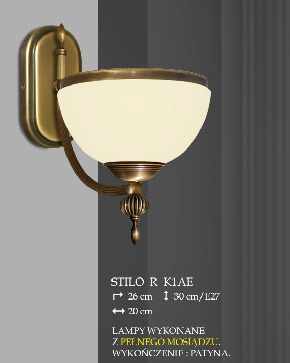 Lampa kinkiet 1 płomienny odwrotny Stilo R klosz opal Ø 20cm biały krem K1A K1AE ICARO