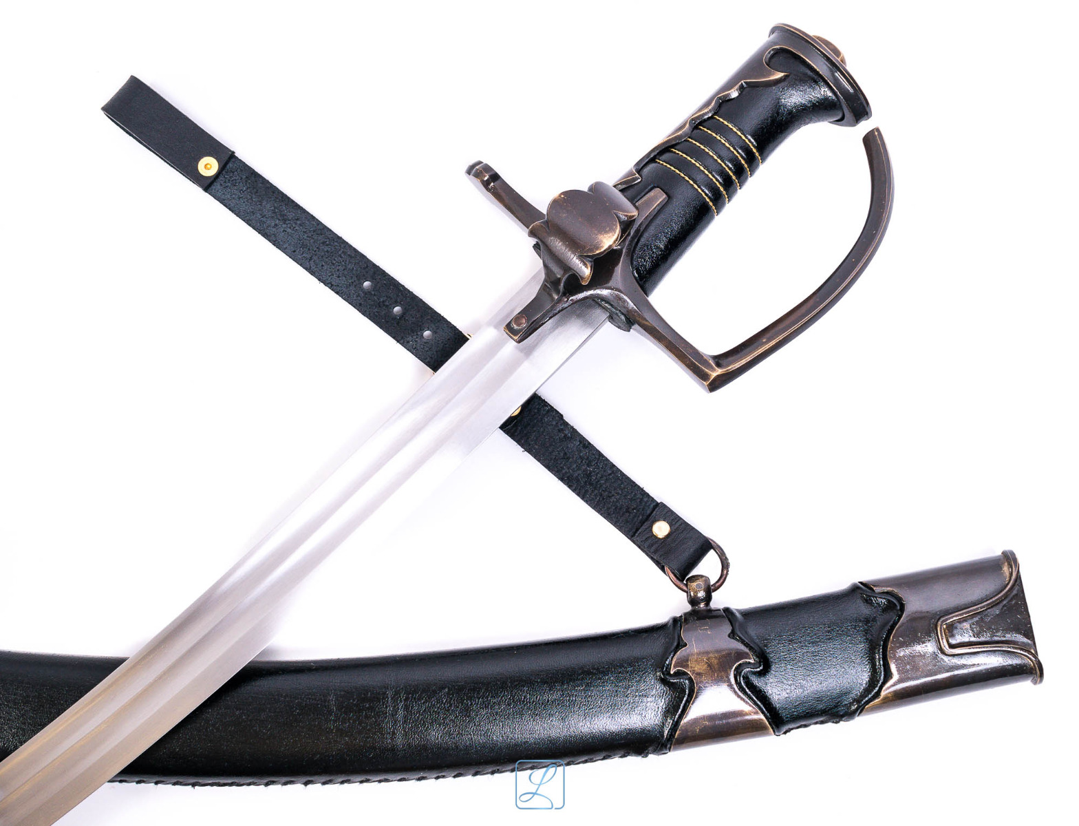 OSTRA hardened Hussar sabre, hand sewn scabbard + stops around fittings. Exclusive gift