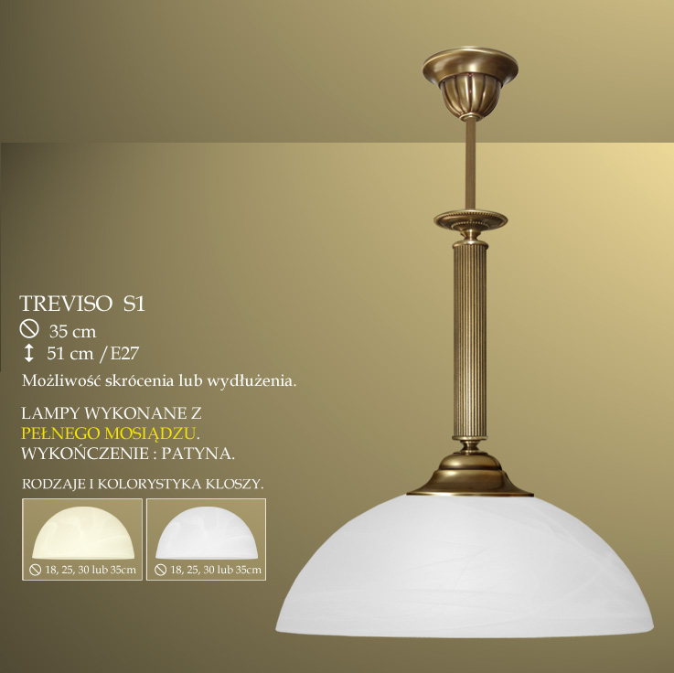 Lampa zwis pojedynczy duży Treviso klosz alabaster Ø 35cm biały krem S1 ICARO