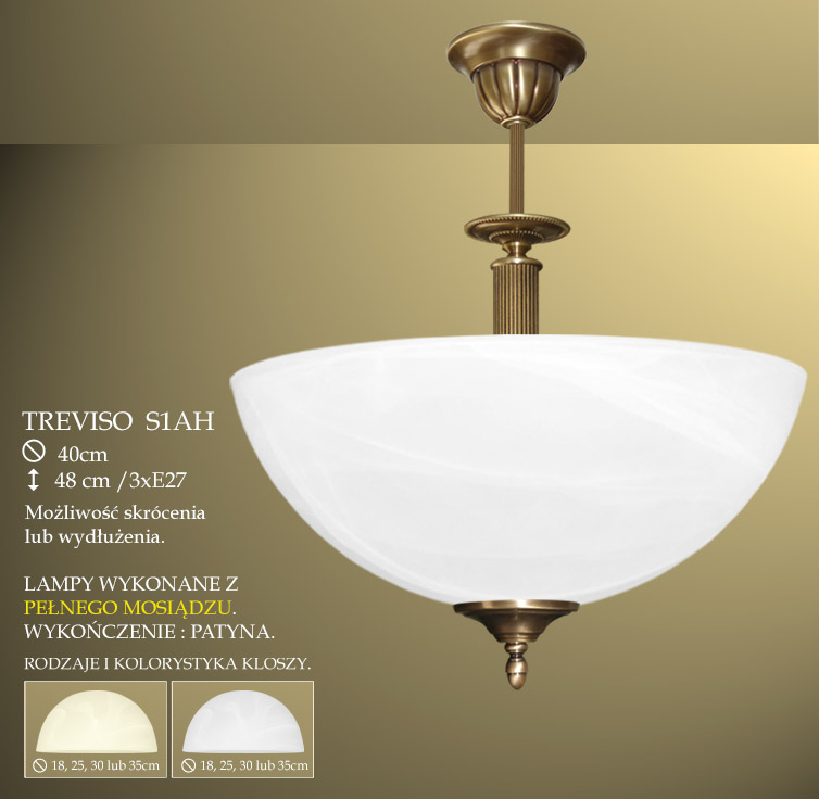 Lampa ampla 3 płomienna Treviso klosz alabaster Ø 40cm biały krem S1AHE ICARO